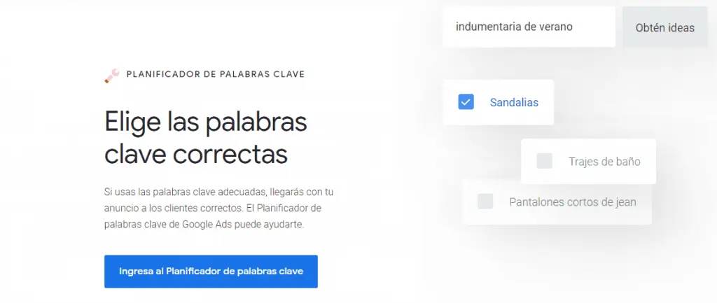 Herramienta de Google Ads Keyword Planner