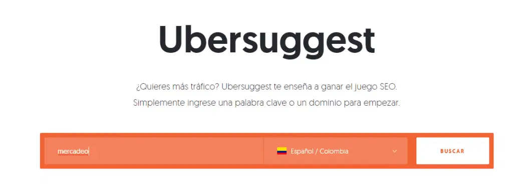 Herramienta SEO gratuita Ubersuggest